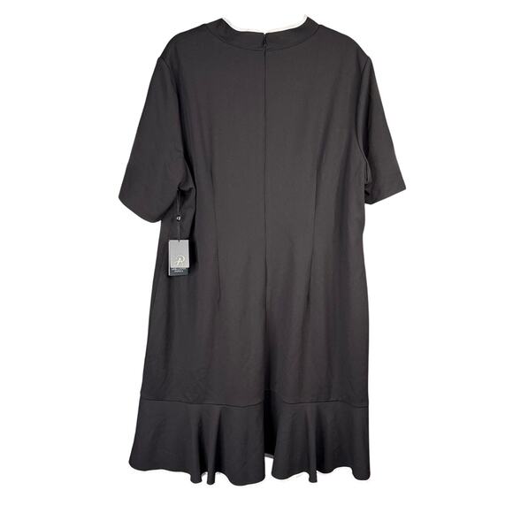 NWT ADRIANNA PAPELL 20W Plus Size Tie Neck Flounce Dress Soft Feminine Elegant - Picture 3 of 12